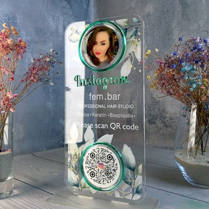 Social Media Schild, Qr Code Schild, Salon Schild, Schild, Scan To Pay Schild, Business Schild, Benutzerdefiniertes Acryl Schild, Anpassbarer Qr Code