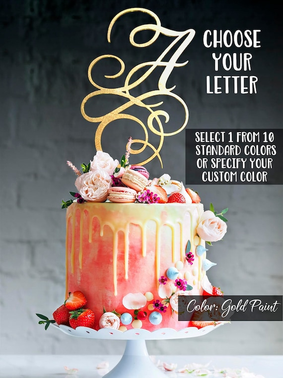 Monogram Cake Topper Wedding Cake Topper Custom Cake Etsy
