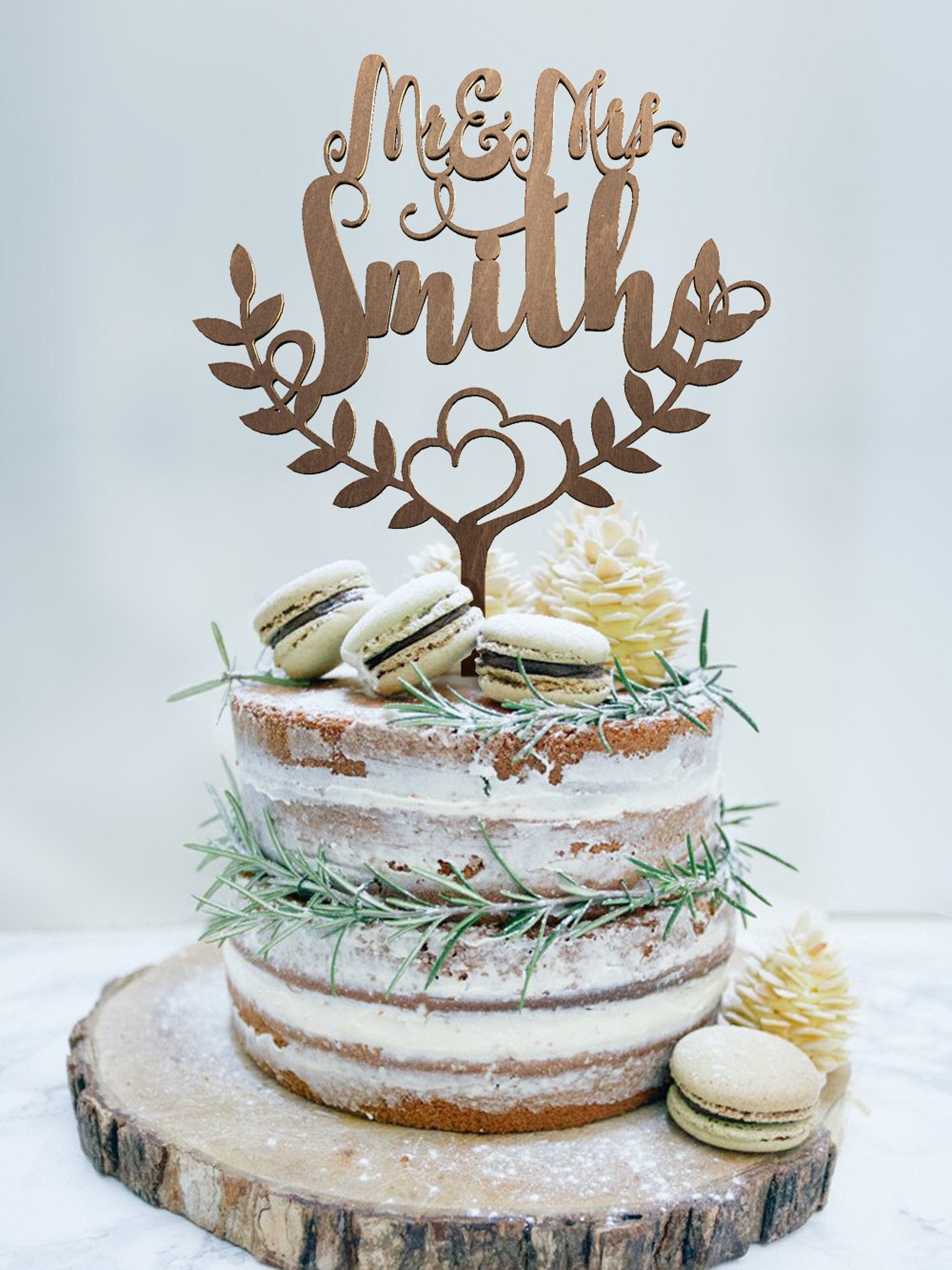 Wedding Cake Topper Custom Surname Personalized Surname Wood Etsy