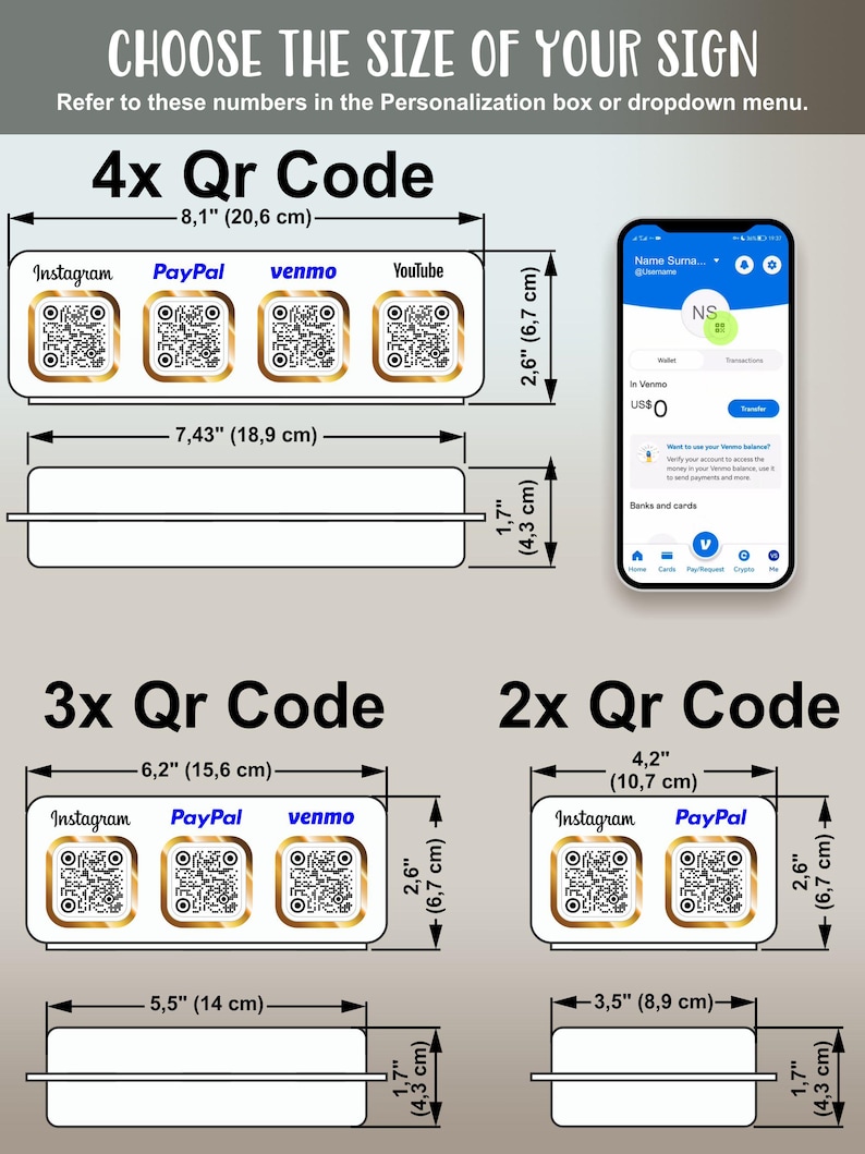 Scan to Pay QR Code Sign, Payment Stand, Venmo WiFi, Custom Acrylic Social Media Display, Instagram Business Plaque image 5