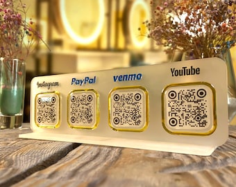 Custom QR Code Payment Sign for Pop-up Shop, Vendor Market Display, Venmo CashApp Stand, Social Media WiFi Plaque, Small Business Signage