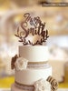 Wedding cake topper with personalized surname.  Personalized wedding cake topper. Rustic wedding cake topper. Custom wedding Cake topper. 