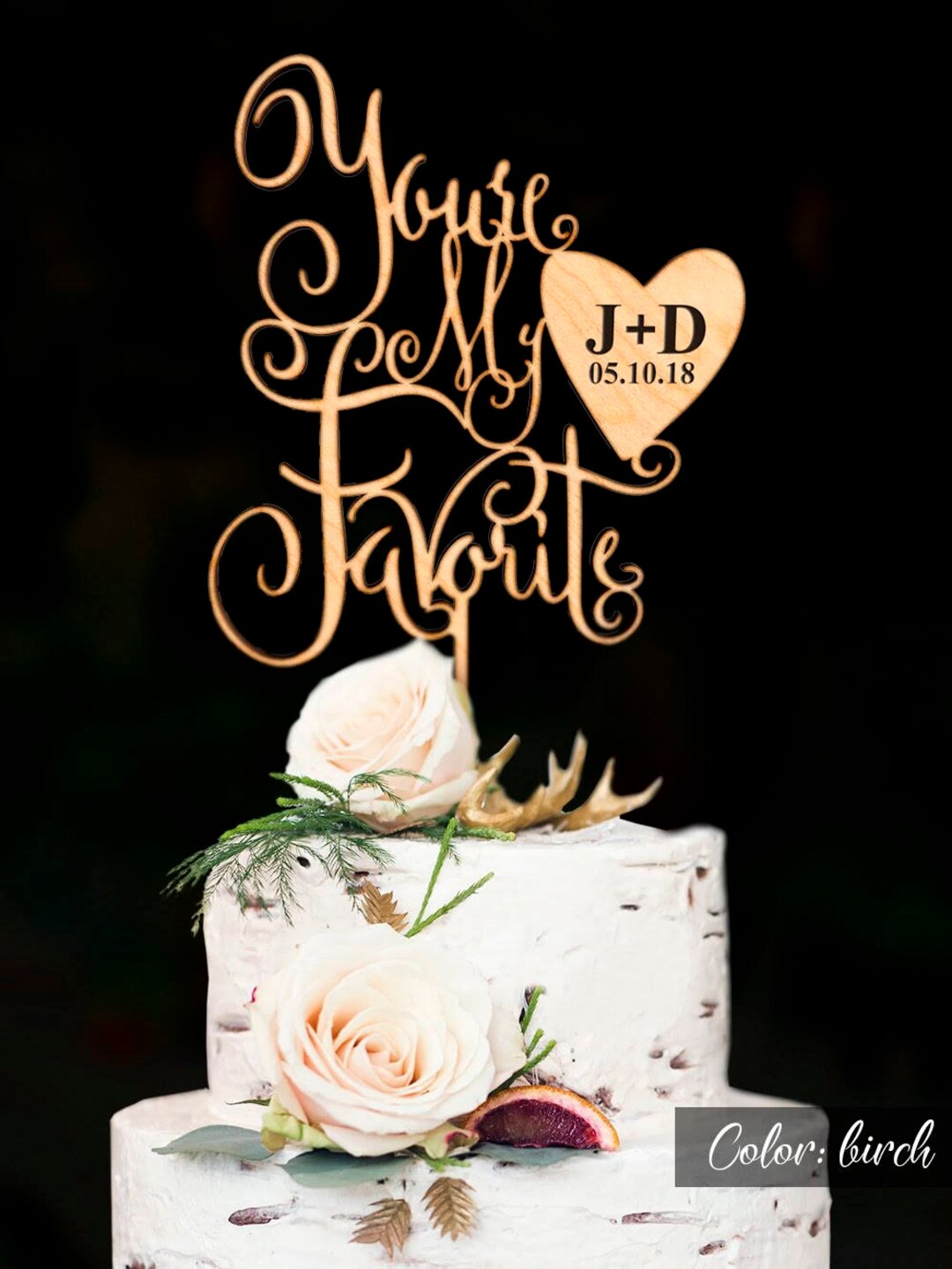 Youre My Favorite Wedding Cake Topper Engraved Initials Of Etsy