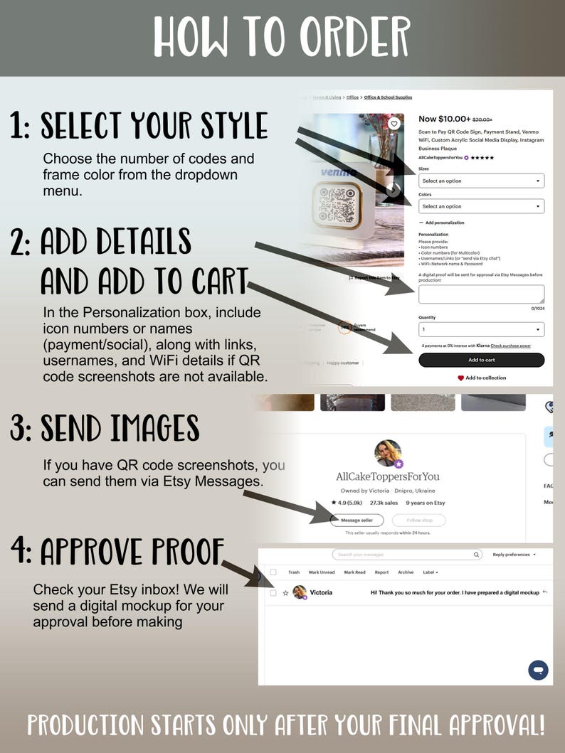 Scan to Pay QR Code Sign, Payment Stand, Venmo WiFi, Custom Acrylic Social Media Display, Instagram Business Plaque image 4