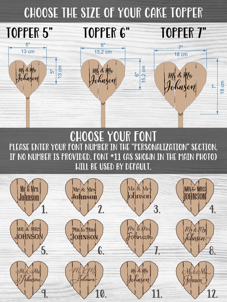 Johnson Cake Topper Rustic Wedding Cake Toppers, Handcrafted Distressed Wood Heart ...