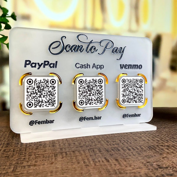 Scan to Pay Sign, QR Code Sign,  Social media Sign, social medium sign, CashApp Sign, Venmo Sign, with 2 to 4 codes