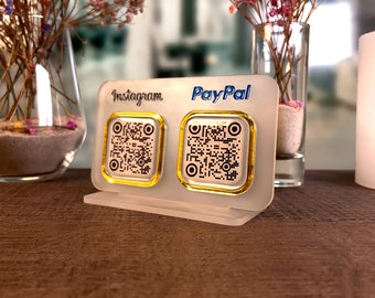 QR Code mini Sign, Scan to Pay Sign, CashApp Sign, Venmo Sign, Customizable QR Code with 2 to 4 codes