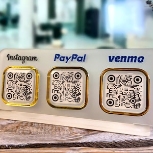 Mini Scan to Pay Sign,  QR Code Sign, CashApp Sign, Venmo Sign, Customizable QR Code with 2 to 4 codes