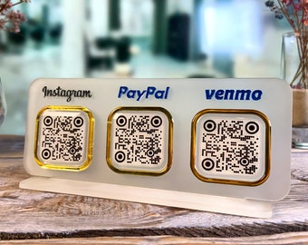 Mini Scan to Pay Sign,  QR Code Sign, CashApp Sign, Venmo Sign, Customizable QR Code with 2 to 4 codes