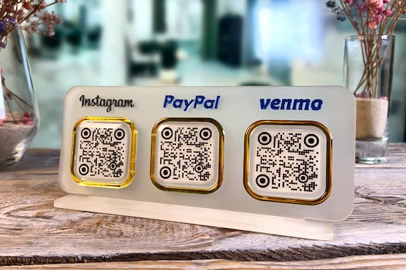 Mini Scan to Pay Sign,  QR Code Sign, CashApp Sign, Venmo Sign, Customizable QR Code with 2 to 4 codes
