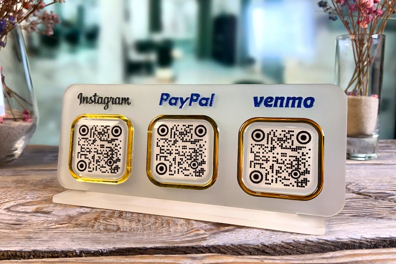 Mini Scan to Pay Sign, QR Code Sign, CashApp Sign, Venmo Sign, Customizable QR Code with 2 to 4 codes image 1