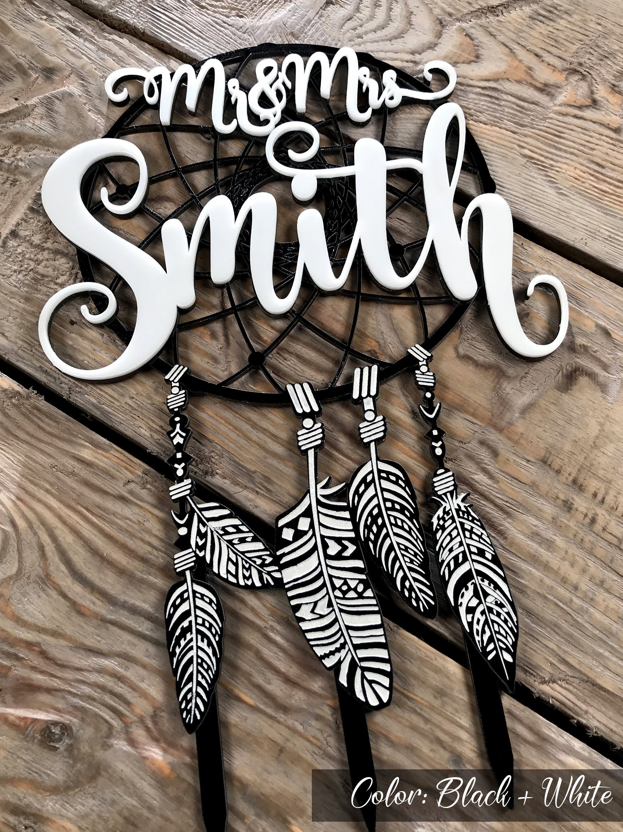 Boho Cake Topper. Boho wedding cake topper. Mr and Mrs Custom Etsy