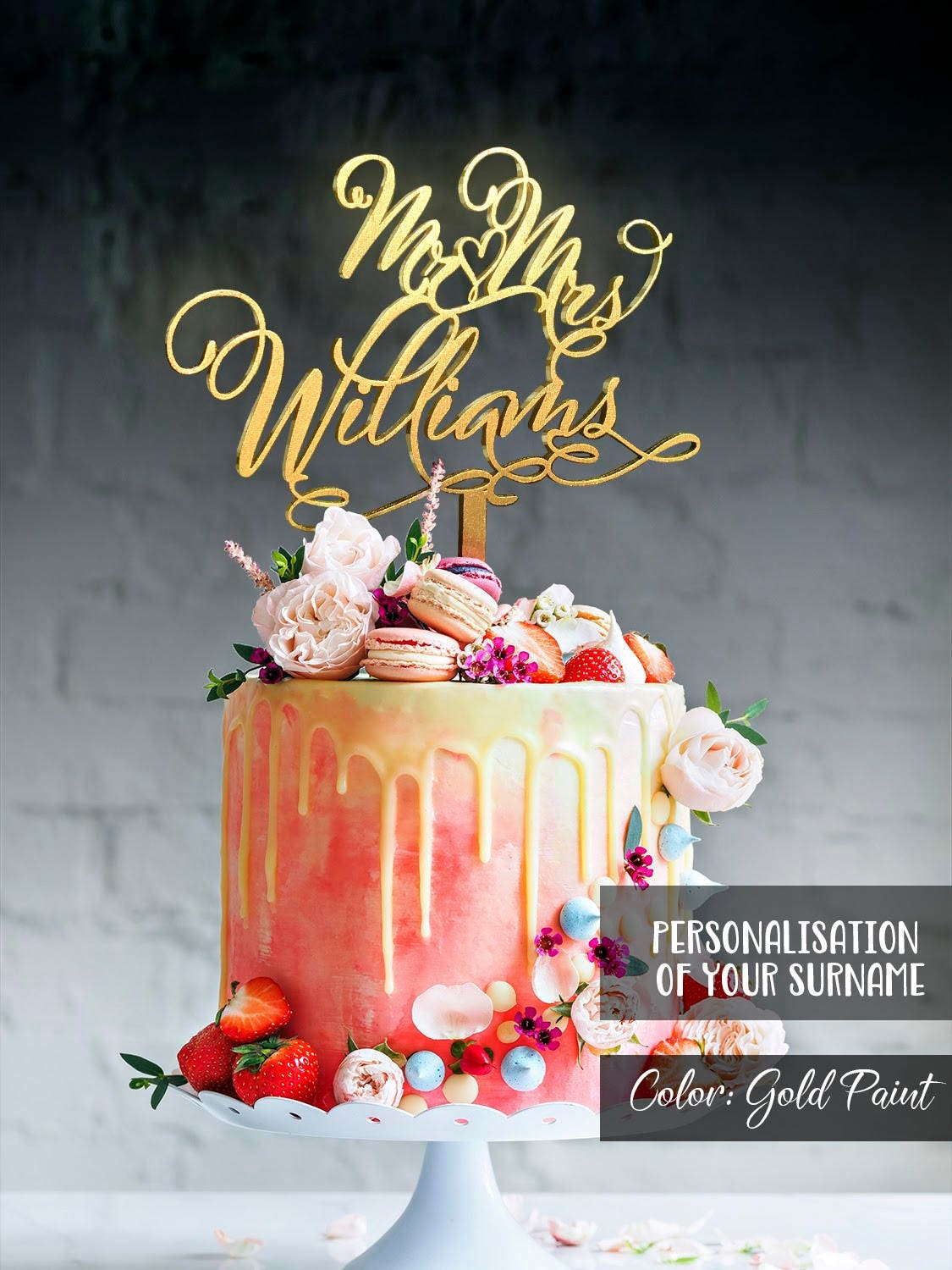 Mr Mrs wedding cake topper. Custom cake topper with your | Etsy