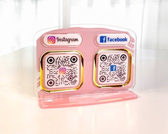 Panneau de code QR avec logos 3D et deux codes QR 3D, panneau Scan to Pay, panneau de médias sociaux, modèle de panneau de paiement