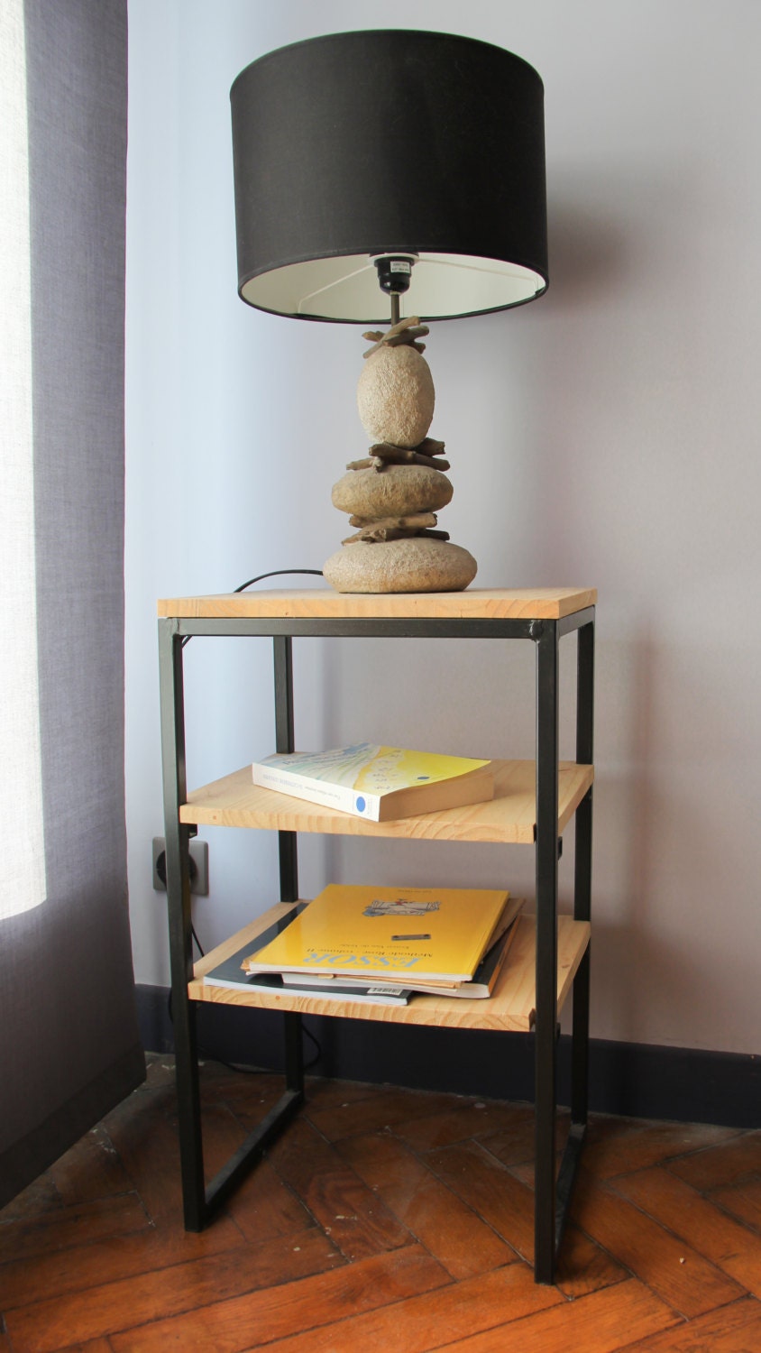 Bout de Canapé en Chêne et Fer Forgé à La Main, Fabrication 100% Française & Handmade. Artisan Franç