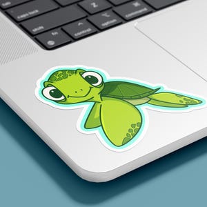 Adorable Green Turtle Sticker | Cute Vinyl Decal for Laptops, Water Bottles & Notebooks | Animal Lover Gift