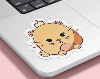 Kawaii Hamster Princess Sticker - Cute Animal Vinyl Decal for Laptops, Water Bottles, Journals & More