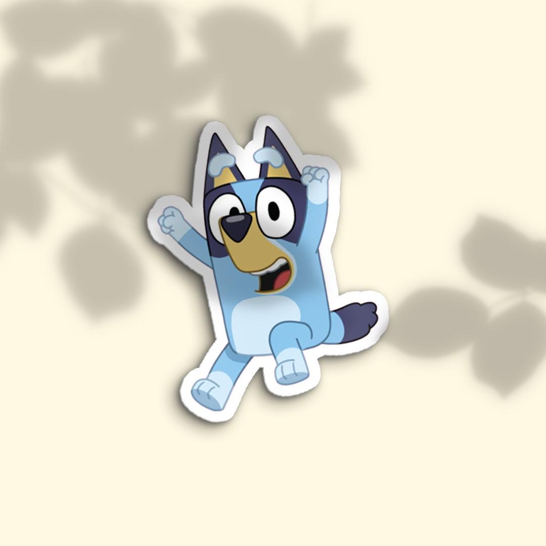 Bluey Jumping Sticker: Waterproof Vinyl Decal for Laptops Water