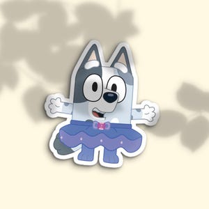 Muffin Bluey Sticker: Cartoon Dog in Tutu - Waterproof Vinyl Decal