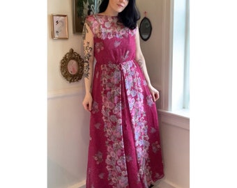 Vintage 1970's Floral Illusion Boho Maxi Dress!