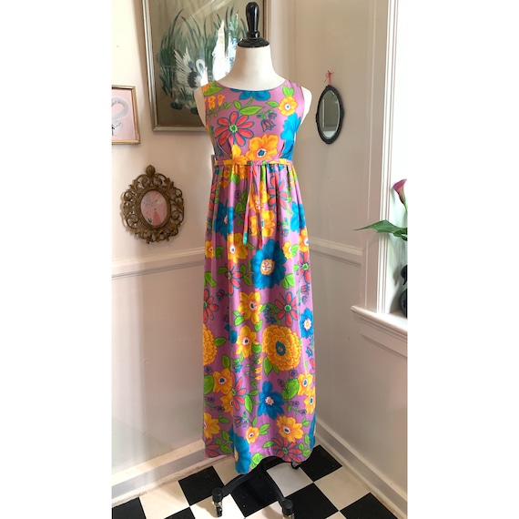 Vintage 1960's Floral Babydoll Maxi Dress Vintage 1960's Floral Babydoll Maxi Dress