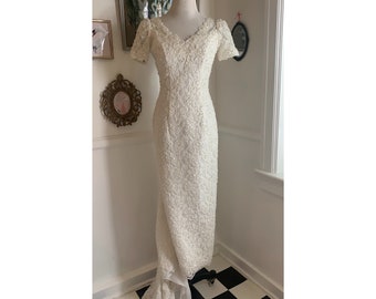 Vintage 90's Sparkling Beaded Wedding Gown by Gloria Vanderbilt