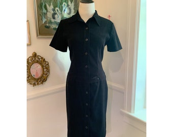 Vintage 1990&#39;s Black Ultrasuede button front dress!
