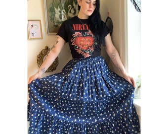 Vintage 1980’s Acid Wash Star Print Patio Skirt!