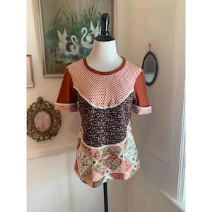 Vintage 1970's Patchwork Print Top