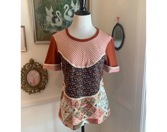 Vintage 1970's Patchwork Print Top