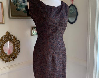 Abito da sera vintage in broccato color espresso, anni '50!