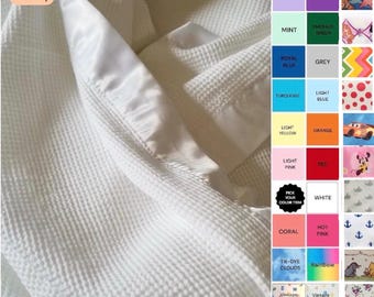 100% COTTON SATIN TRIM Handmade blanket, Baby Toddler, Lovey, Stroller Blanket,Comfort Blanket, Vintage inspired, sensory pocket design