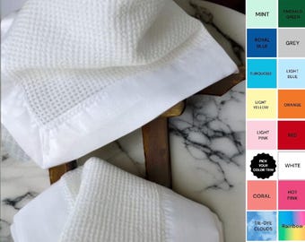 LOVEY 100% COTTON SATIN Trim mini baby Comfort Security, satin trim, Infant Child handmade Heirloom Blanket, Vintage inspired 20x20inches