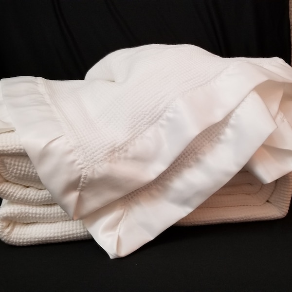 Waffle Blanket Satin Edge Etsy