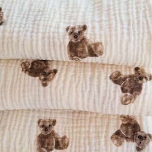 SATIN TRIM TEDDY Bear Blanket Breathable Muslin Swaddle Blanket ...