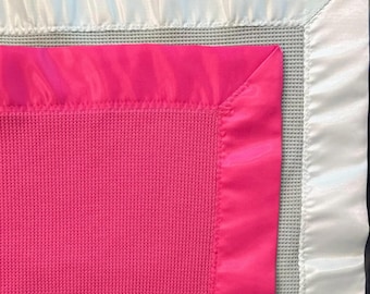 SATIN TRIM BLANKET, Special Edition Colors, Newborn baby blanket, Handmade blanket, stroller blanket, Baby shower gift, sensory adhd