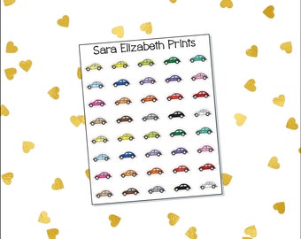 Multicolored car planner stickers