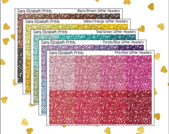 Color blocked glitter header stickers