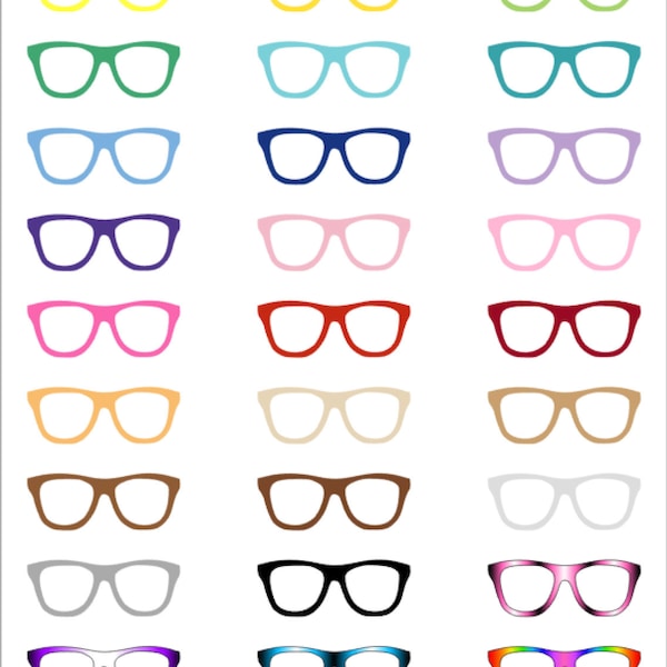 Multicolored nerd glasses planner stickers