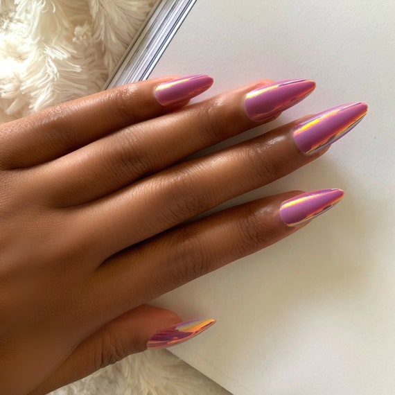 almond chrome nails