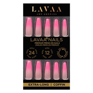 BUBBLEGUM FRENCH Press-On Nails | Pink Ombre French | Extra Long Coffin Nails | Lavaa Beauty