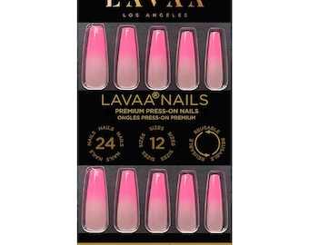 Uñas postizas estilo chicle francés / Uñas francesas rosa degradado / Uñas extralargas estilo ataúd / Lavaa Beauty