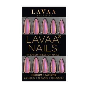 PURPLE CHROME | Medium Press On Nails | Almond Shape | Chrome | Purple | Easy To Apply | Reusable | Long Lasting