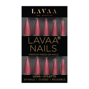 BURGUNDY BOSS Press-On Nails | Matte Burgundy Long Stiletto Nails | Salon Quality & Reusable | Lavaa Beauty