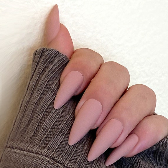 SELECCIÓN NATURAL / Long Press On Nails / Stiletto / Matte / - Etsy España