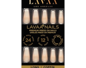 OMBRE FRENCH Press-On Nails | Long Coffin Ombre French Tip | Salon Quality & Reusable | Lavaa Beauty