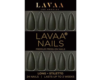 DARK & DANGEROUS Press-On Nails | Matte Black Long Stiletto Nails | Salon Quality | Lavaa Beauty