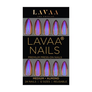 MOOD SWINGS Press-On Nails | Medium Almond Ombre Chrome Pink-Orange Nails | Salon Quality & Reusable | Lavaa Beauty