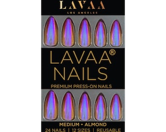 MOOD SWINGS Press-On Nails | Medium Almond Ombre Chrome Pink-Orange Nails | Salon Quality & Reusable | Lavaa Beauty