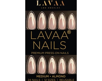 CHROME FRENCH Press-On Nails by Lavaa Beauty |  Medium Almond French tip & Pearly Chrome Finish